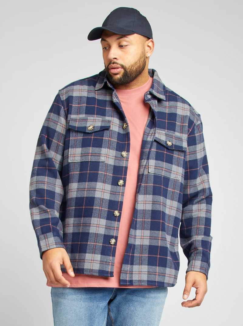 blue flannel man overshirt